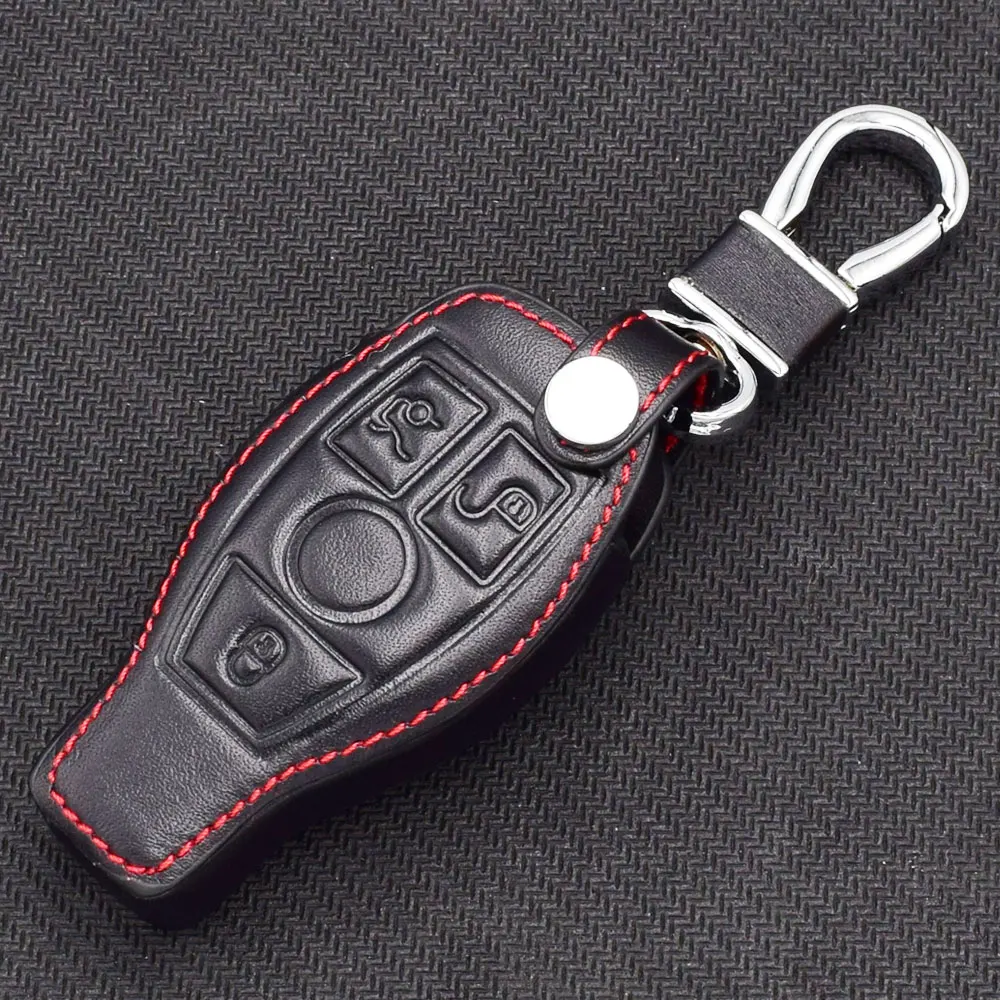 Leather Car Key Case For Mercedes Benz W204 W210 W211 C350 CL550 E200 E350 E550 ML350 ML450 Smart Remote Fob Protector Cover Bag