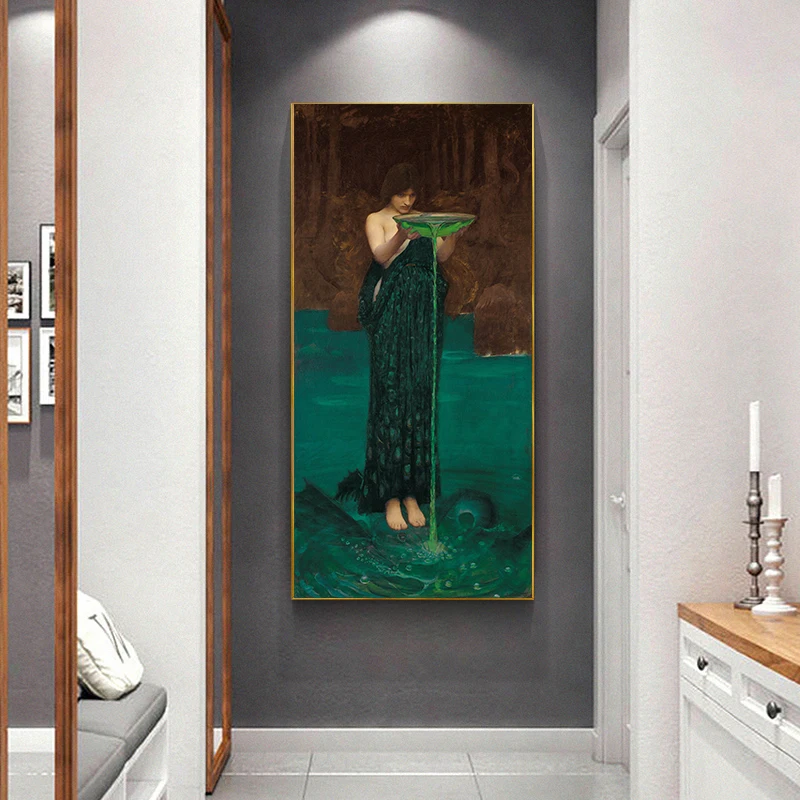Citon William Waterhouse《Circe Invidiosa》Canvas oil painting World Famous Artwork Poster Picture Wall Art Decor Home Decoration