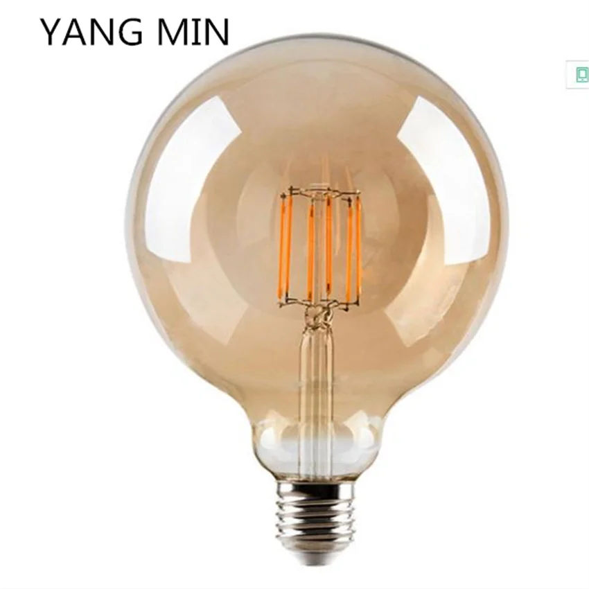 

Приглушаемая большая светодиодная Шарообразная лампа 60 Вт эквивалентно 2200 лм, K теплый белый цоколь E26 средняя база, винтажная Светодиодная лампа Эдисона из прозрачного стекла