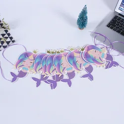 3M Mermaid Party Gold Foil Banner Birthday Baby Shower Party Decorations Kids Garland Bunting Adult Favors Supplies