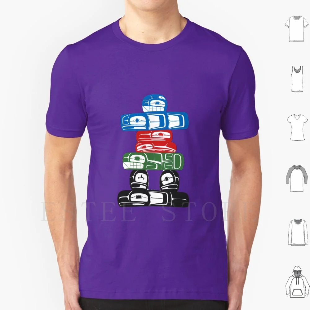 Northwest Native Art-Inukshuk T Shirt Print Cotton Native Art Northwest Art Innukshuk Tribal Art Firstnations Art Art Northwest