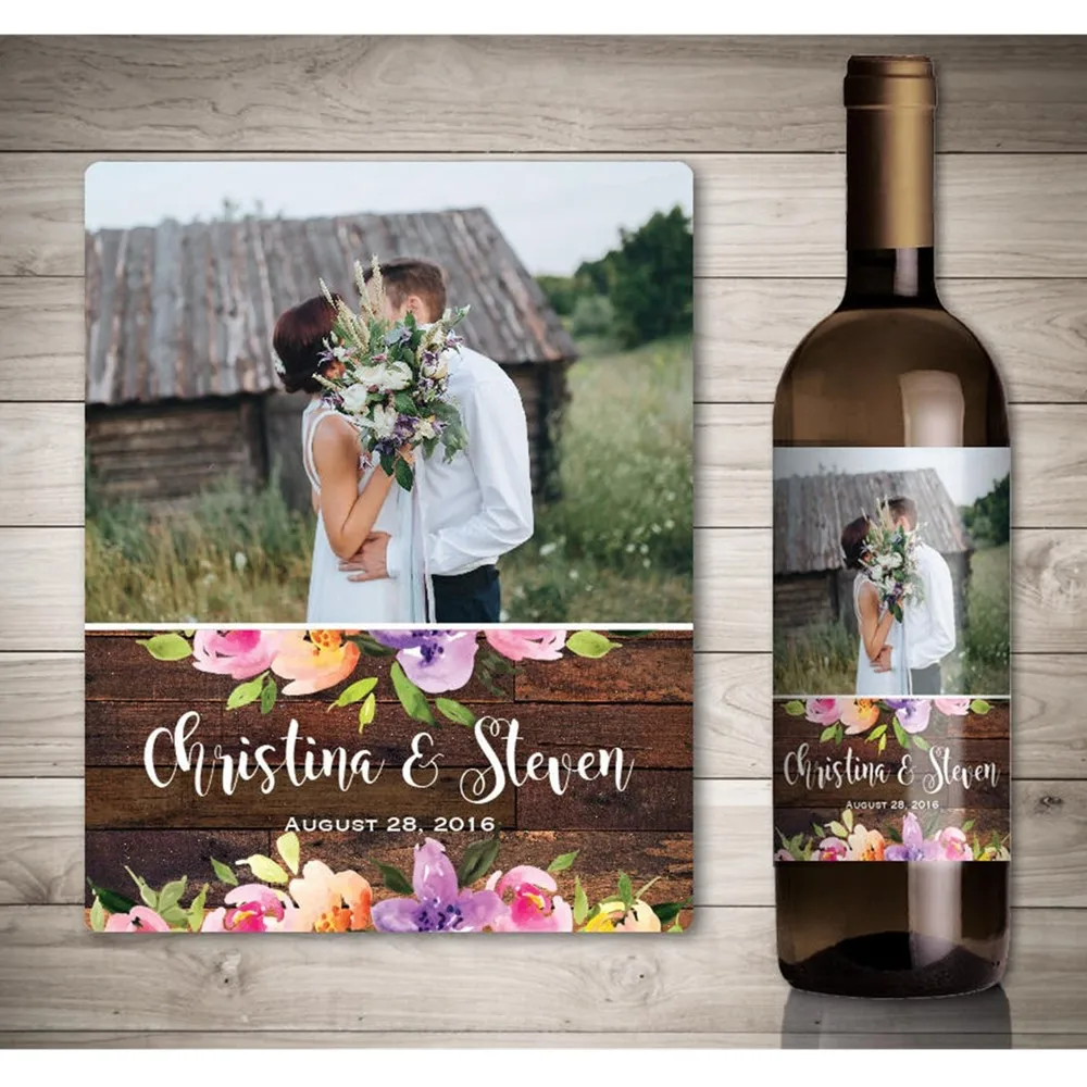 Personalized Photo Wedding Wine Label, Wine Bottle Stickers, Customized Rometic Wedding Gift Idea, Wedding Decoration Wine