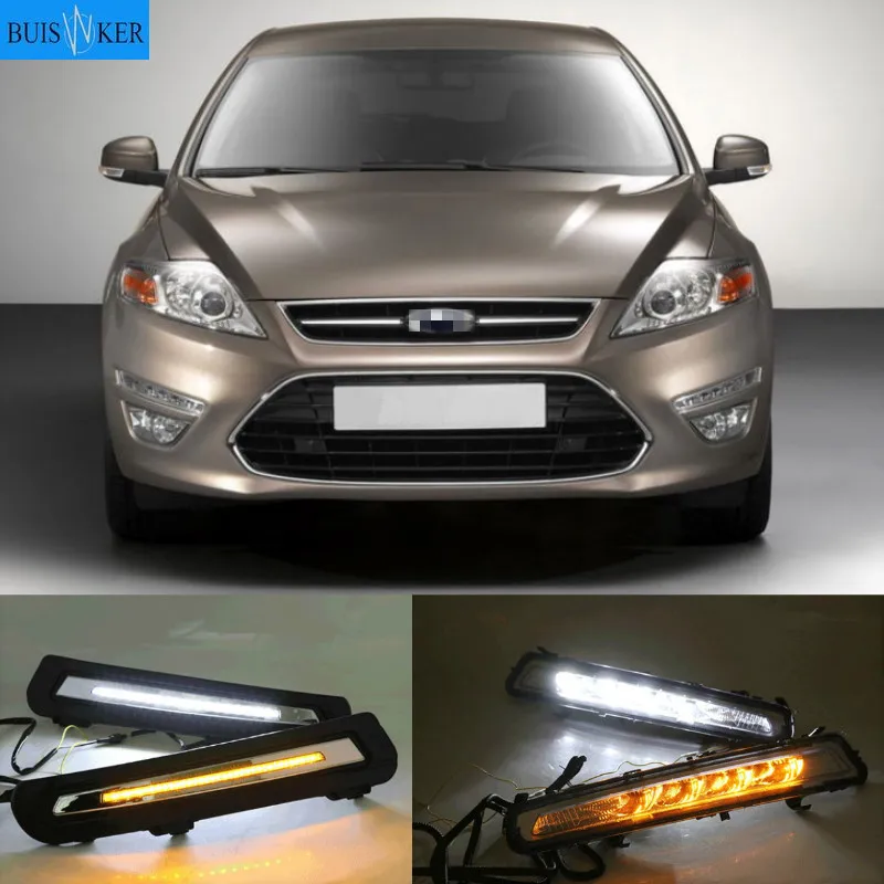 

DRL Driving Daytime Running Light fog lamp 12V Relay Daylight Yellow turn signal 2Pcs for Ford Mondeo 2011 2012 2013