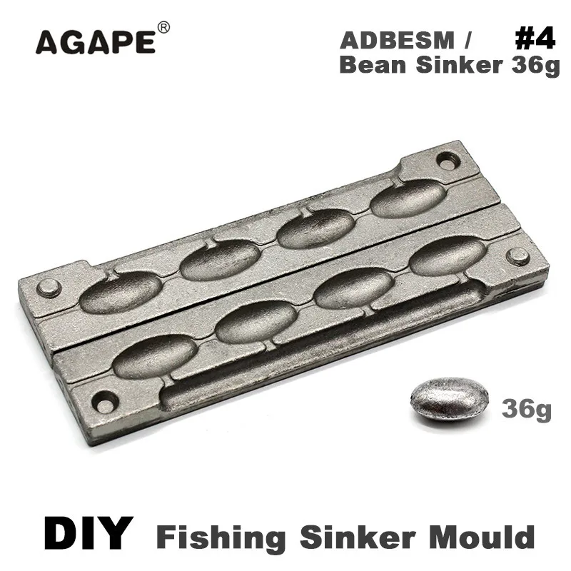 Agape DIY Fishing Bean Sinker Mould ADBESM/#4 Bean Sinker 36g 4 Cavities