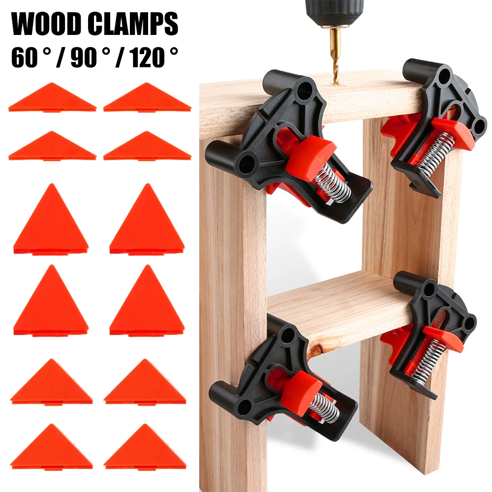 

4pcs Wood Angle Clamps 60/90/120 Degrees Woodworking Corner ClampRight Clips DIY Fixture Hand Tool Set for Taper T Joints Plate