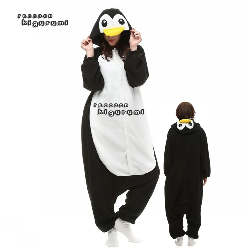 Black Penguin Men Women  Animal Onesie Costume Cartoon Christmas Family Onesie Adults Cosplay Raccoon Kigurumi