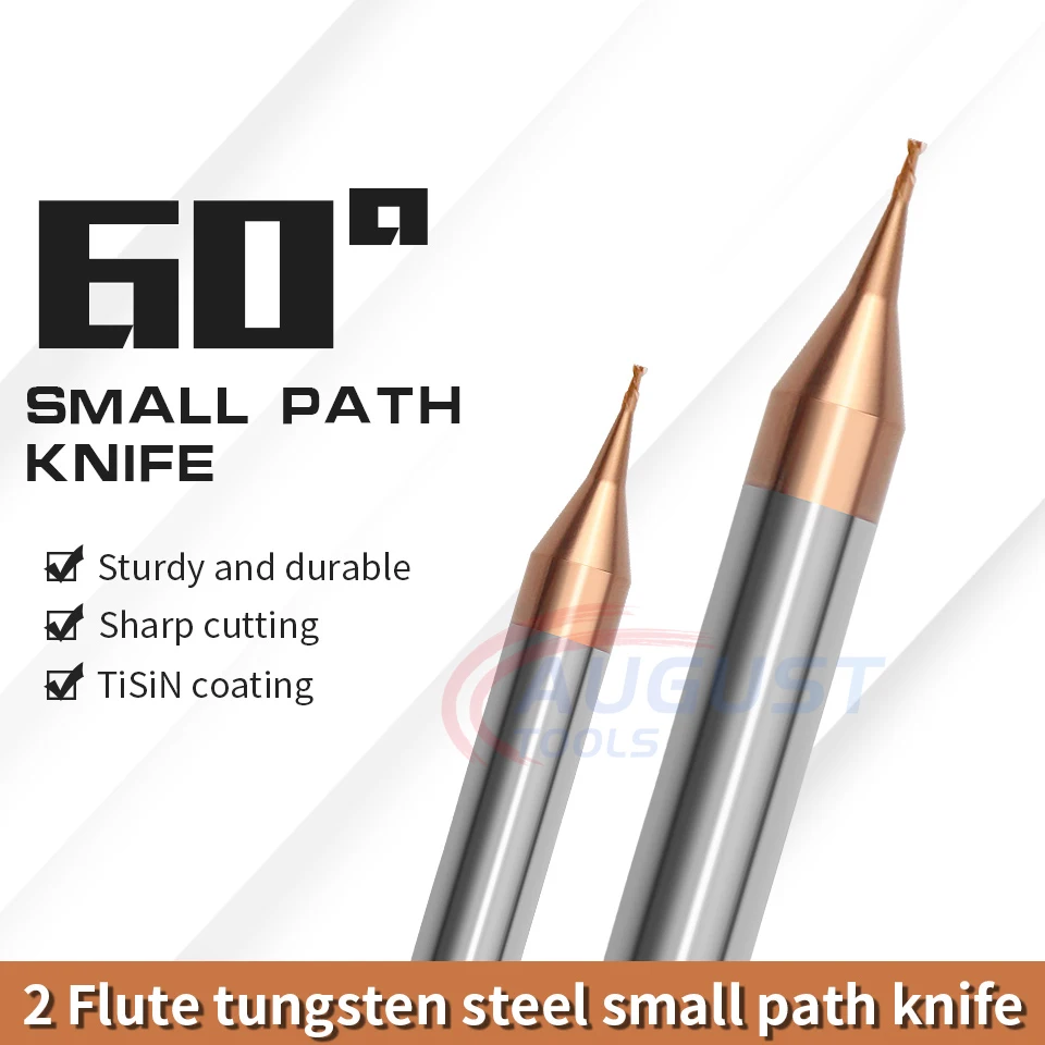 Augt-moinho de Extremidade Plana Micro Carbide de Tungstênio Cnc Router Bit Ticn Revestido Flauta Metal Mini Fresa Hrc60 mm Shank 0.20.9 mm
