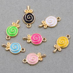 10pcs/lot Enamel Charms Lovely Candy Lollipop Charms Alloy Lolly Pendants Bracelets Accessories DIY Jewelry Making Finding