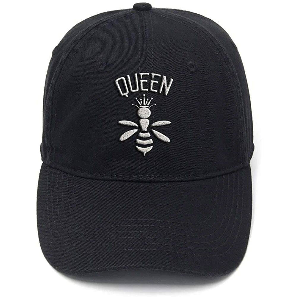 

Lyprerazy Queen Bee Washed Cotton Adjustable Men Women Unisex Hip Hop Cool Flock Printing Baseball Cap