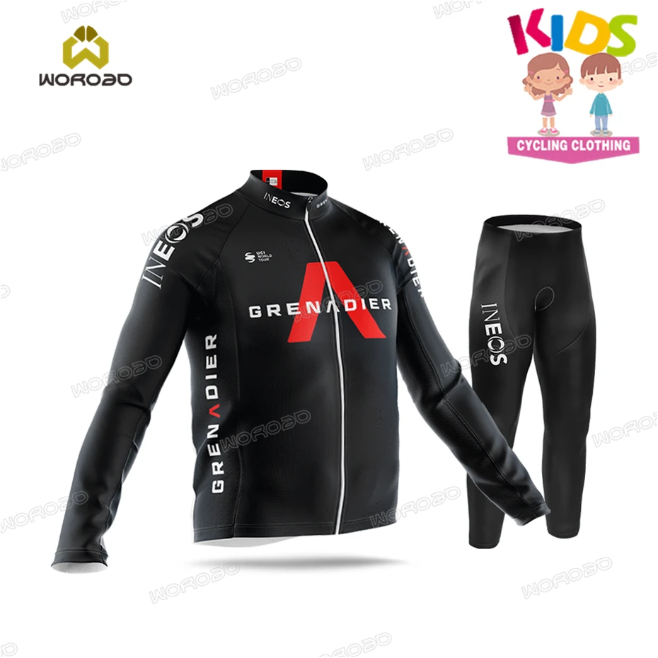 2022 INEOS Kids Cycling Jersey Set Children Long Sleeve Cycling Jacket Suit Spring And Autumn Shirt Breathable Uniform Outfits