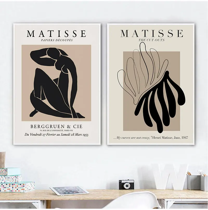 Henri Matisse Abstract Painting Minimal Illustration Wall Art Canvas Prints Vintage  Beige Wall Pictures Home Decor