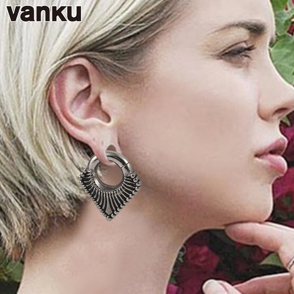 Vanku 10pcs New Stainless Steel Geometry Ear Piercing Plugs Expanders Ear Weight Gauges Body Jewelry Fashion Gift For Unisex