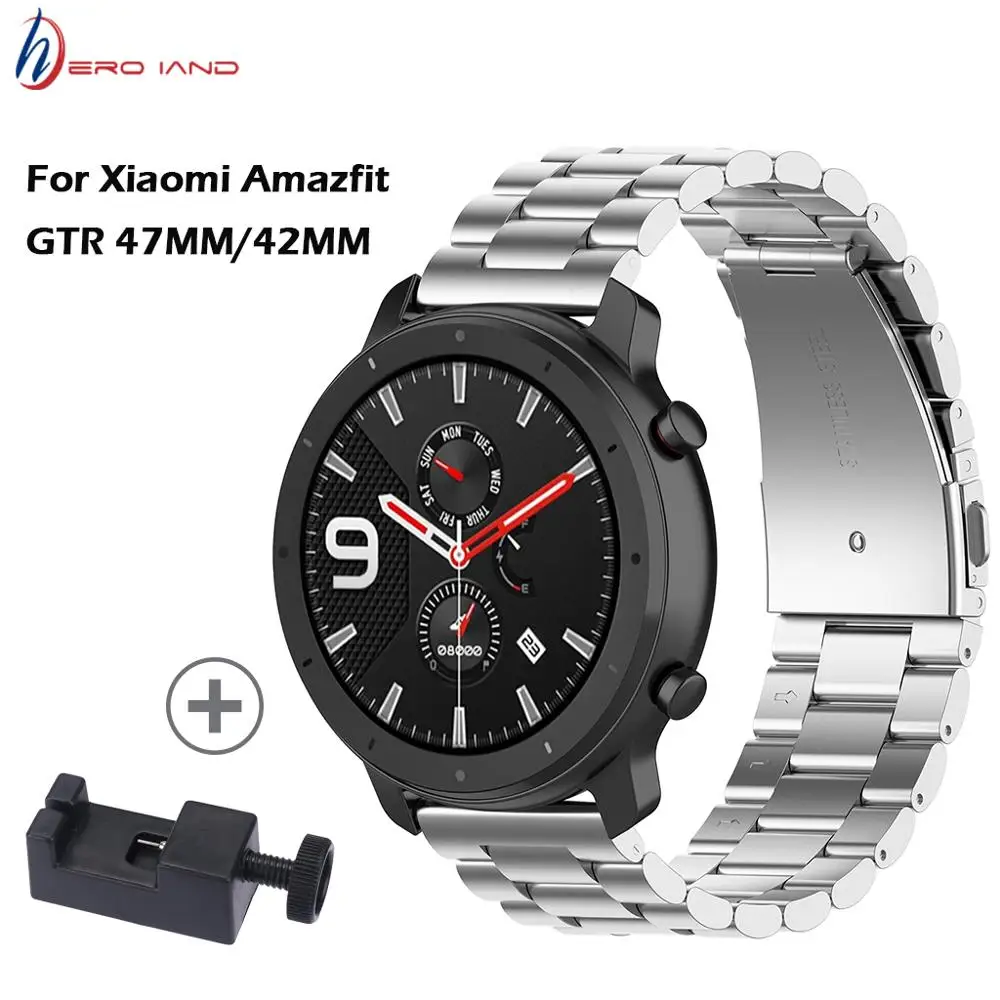 Stainless Steel Band for Xiaomi Huami AMAZFIT Bip strap 20MM 22MM wrist band for Amazfit GTR 47 47MM Strap Stratos 2 2s Pace