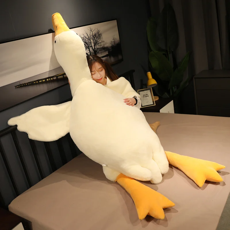 50-190cm Big White Goose Plush Toy Giant Duck Doll Soft Stuffed Animal Goose Sleeping Pillow Sofa Cushion Birthday Gift for Kids