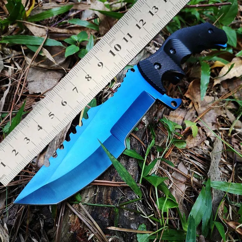 Tactical Huting Camping Knife , Rambo Bowie Straight Fixed Blade Knifes , Rainbow/Blue/Gold/Black Titanium for Choose