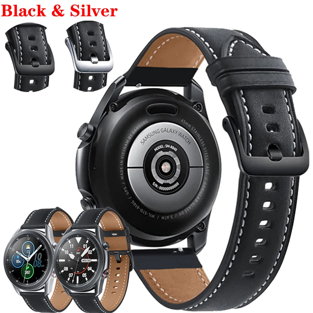 

For Samsung Galaxy Watch 3 45mm Strap Genuine Leather Band 22mm Watch Strap Bracelet Watchbands Wristband For Galaxy Watch 46mm