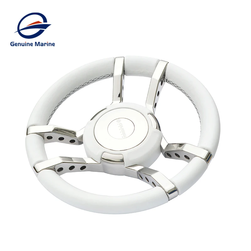 Marine 350mm Stainless Steel Silver Boat Steering Wheel Shaft Polished 3 Spoke Steering Wheel For Vessels Yacht Boat Accessorie