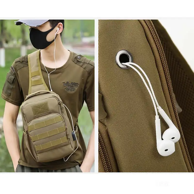 USB Camping Bag Tactical Chest Men Backpack Military Army Single Shoulder Fishing Hiking Travel Outdoor Bag Hunting Fanny Pack