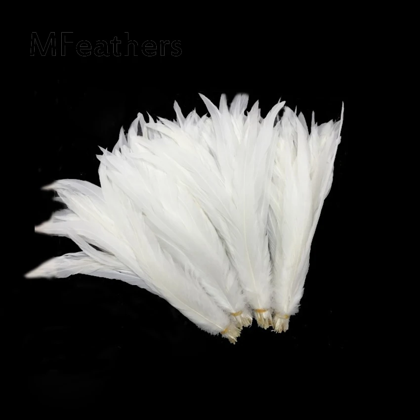 Wholesale 100pcs/lot Pure White Rooster Coque Tail Feather For Craft making wedding carnival chirstmas Decoration Chicken plumes