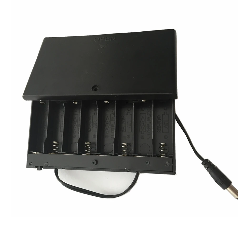 1PC 8AA Battery Holder Case Cell Storage Box 12V ON OFF Switch 150mm Wire DC 5.5X2.1mm Power Plug Connector