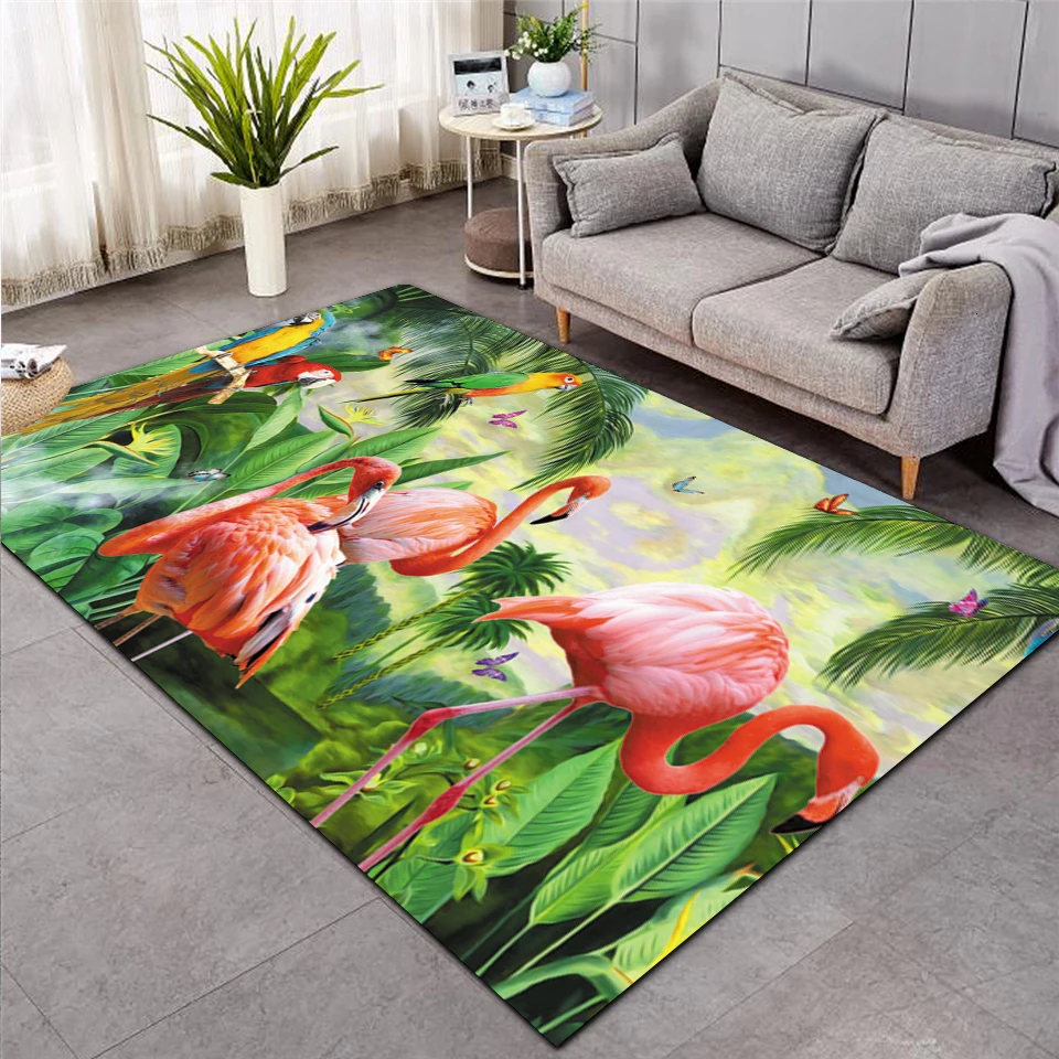 

Fashion Flamingo Tropical Leaf Leaves Printed Carpet Bedroom Large Area Rug Non-slip For Living Room Home Alfombra Tapis Salon04