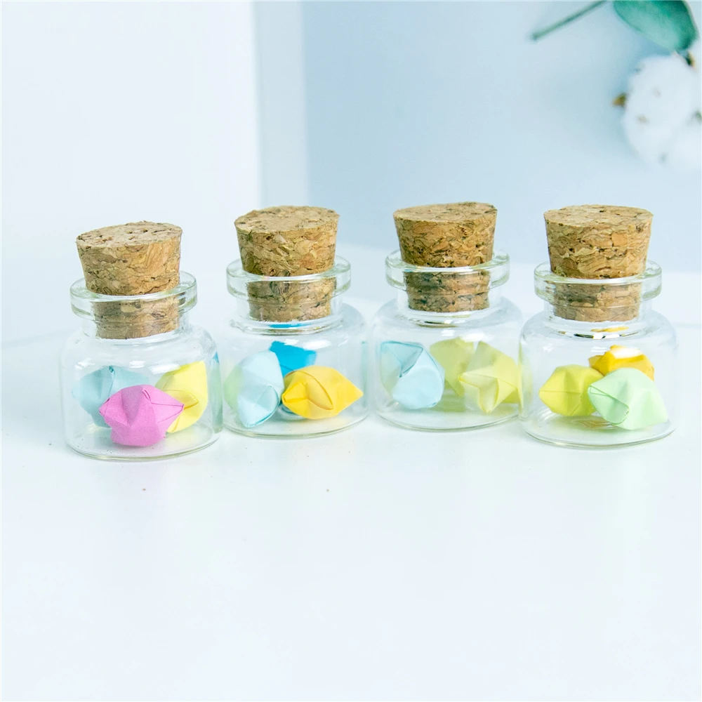 

30*30*17mm 10ml Mini Glass Bottles With Cork Small Transparent Clear Tiny Empty Glass Vials Jars Corks Cute Bottles 100pcs/lot