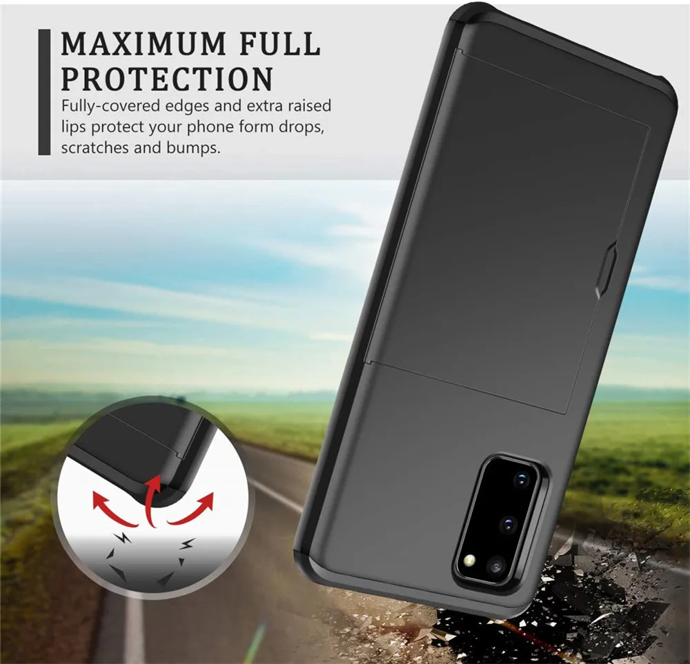 Phone Case For Samsung Galaxy S20 Fe Fan Edition 5g S21 S20 Plus Note 20 Ultra Sliding Door Hidden Pocket Card Slots Cover coque