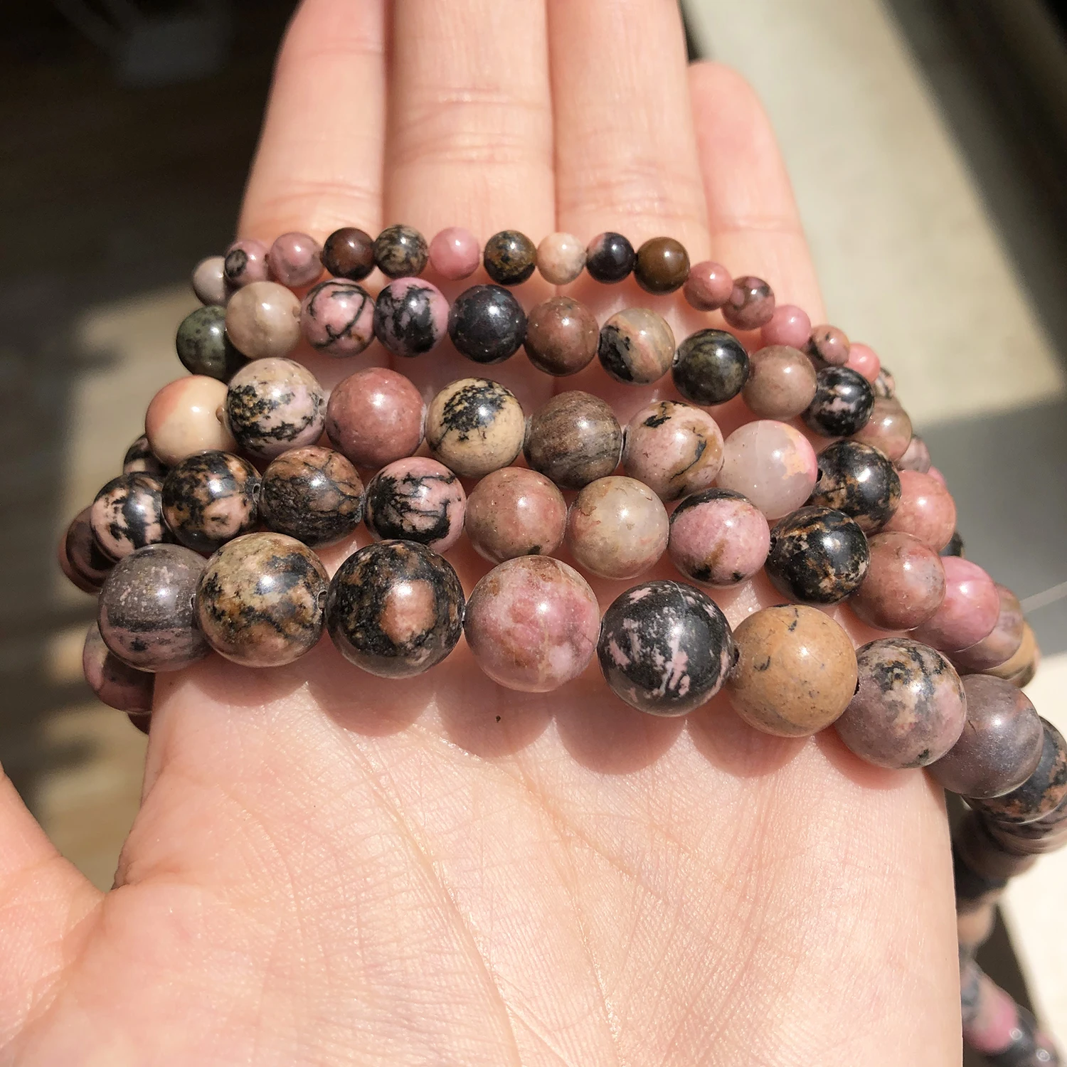 Wholesale Natural Stone Beads Black Lace Rhodonite Loose Round Beads 15\'\' 2 3 4 6 8 10mm For Jewelry Making DIY Bracelet Charms