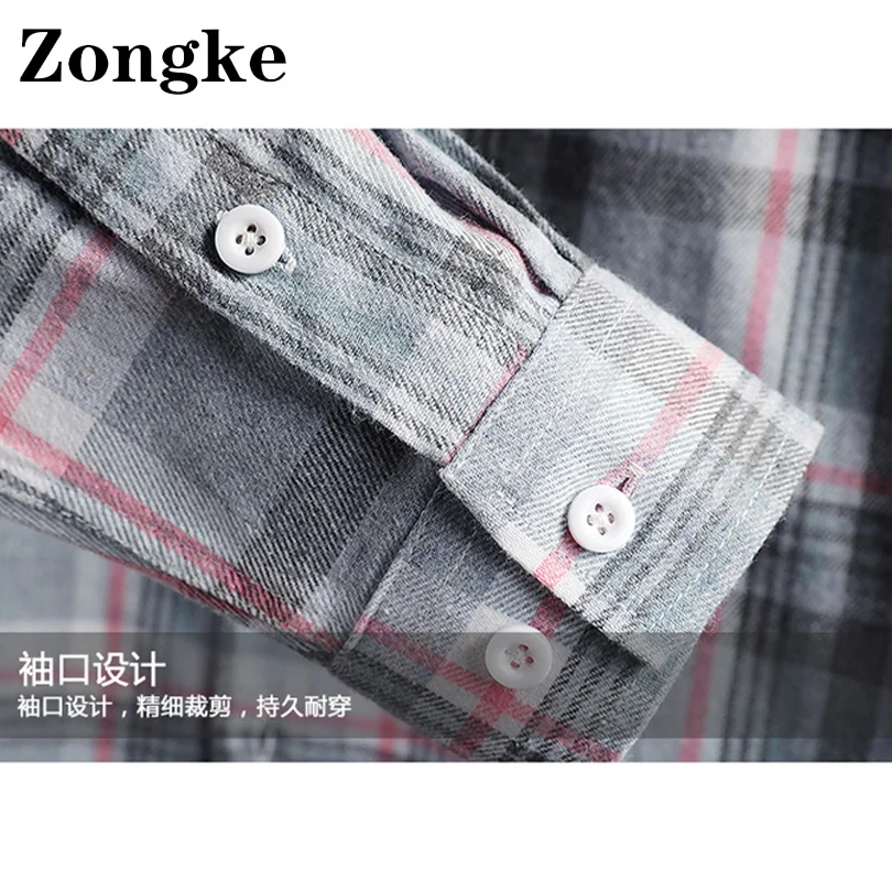 Pink Plaid Button Up Shirt Men Clothing 2024 Fashion Long Sleeve Streetwear Size M-4XL New Arrivals