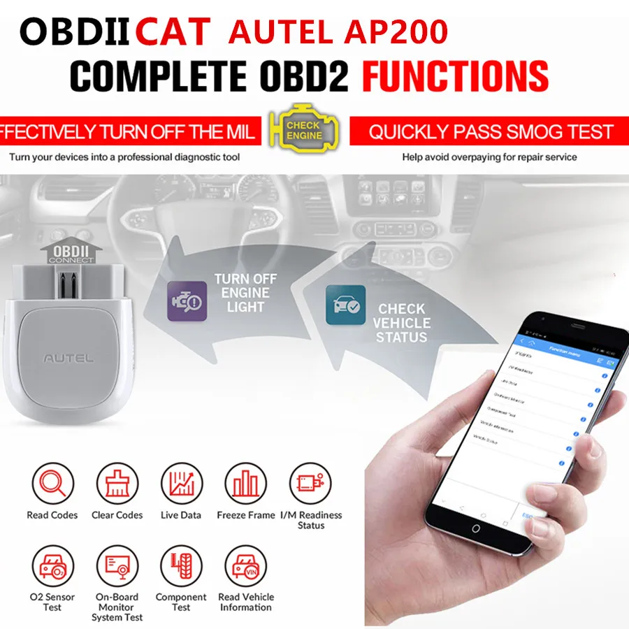 

Autel AP200 Bluetooth-совместимый сканер OBD2 автоматический инструмент полная система считывания кодов автомобиля диагностический инструмент