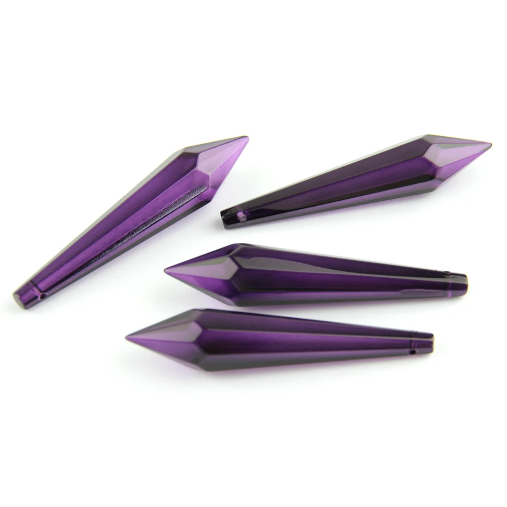 38MM/63MM/76MM Dark Purple K9 Crystal Chandelier Pendants Prisms Cut&Faceted Glass U-Icicle Drops For Cake Topper Decoration image 2