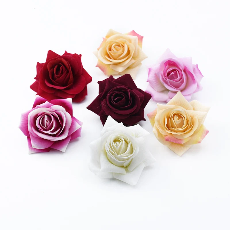 6 Pieces Upscale Red Roses 8CM Wedding Decorative Flowers Wall Gift Scrapbooking Home Decor Garland Artificial Flowers Wholesale