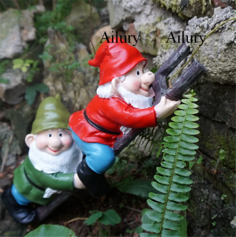 Garden Ladder Dwarf Ornaments Christmas Elf Resin Decorations Gardening Potted Landscaping American Country Outdoor