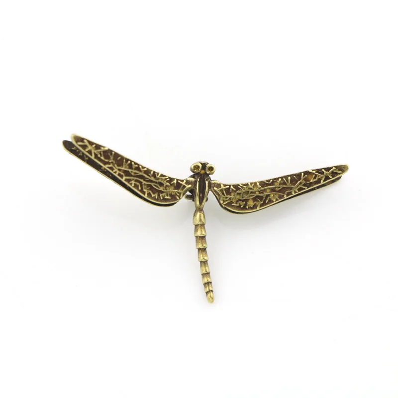 Handmade Pure Copper Chinese Style Art Dragonfly Figurines Miniatures Home Garden Decoration Creative Office Desk Decor Gifts