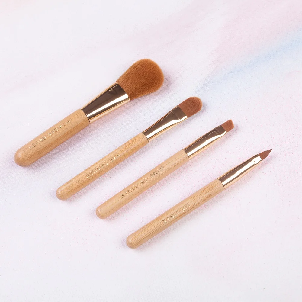 4pcs High Quality Professional Bamboo Handle Makeup Brush Set Cosmetic Beauty Tool Kit for Powder Shadow  Eyebrow Lip