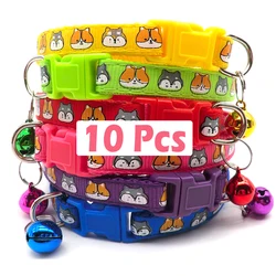 Wholesale 10Pcs Collars With Bell Delicate Safety Casual Nylon Dog Collar Neck Strap Fashion Adjustable Bell Pet Cat Dog Collar