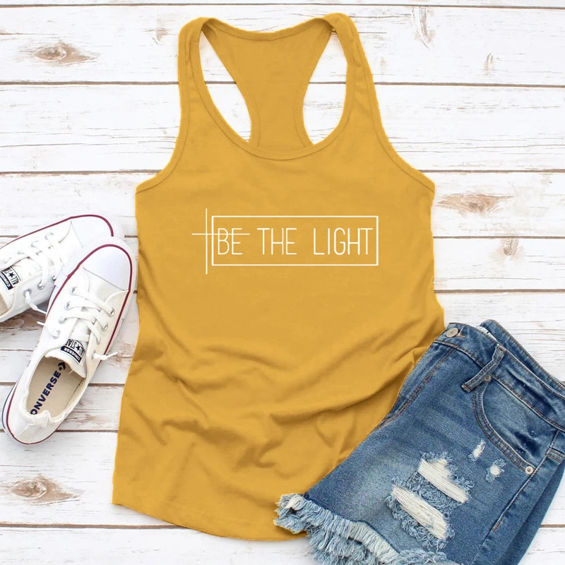 Vest Be The Light Tank Tops Trendy Women's Racerback Catholic Christian Tanks Vintage Sleeveless Gym Running Workout T-Shirt