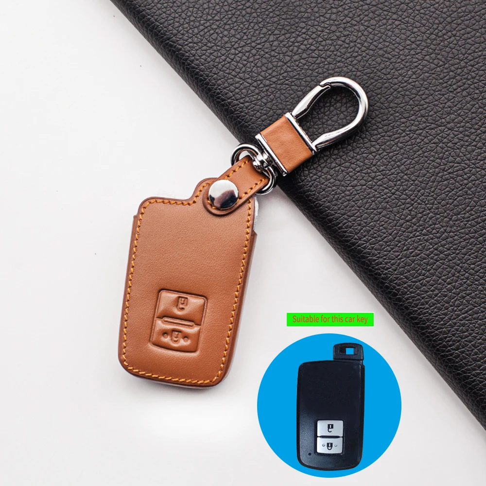 Leather Car Key Case For Toyota Auris Camry RAV4 Avalon Yaris Verso 2012-2018 2 Buttons Keyless Remote Fob Protector Cover Bag