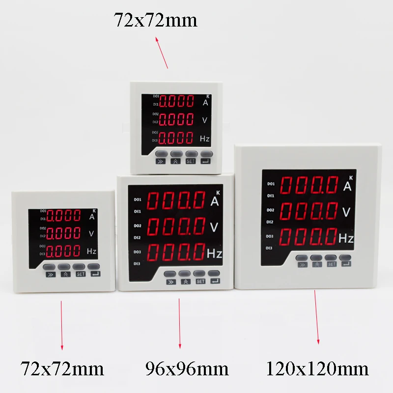 Medidor de panel de combinación de frecuencia de voltaje amperio monofásico AC 0-450V,5A,50-60Hz medidor de Hz digital A V