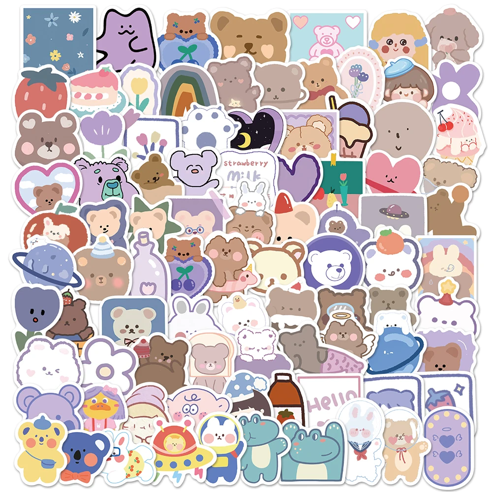 90PCS Vsco ins Bear Stickers Girl Essential Stuff for Water Bottles Stickers Suitable for Luggage Laptop Trendy Cute Stickers