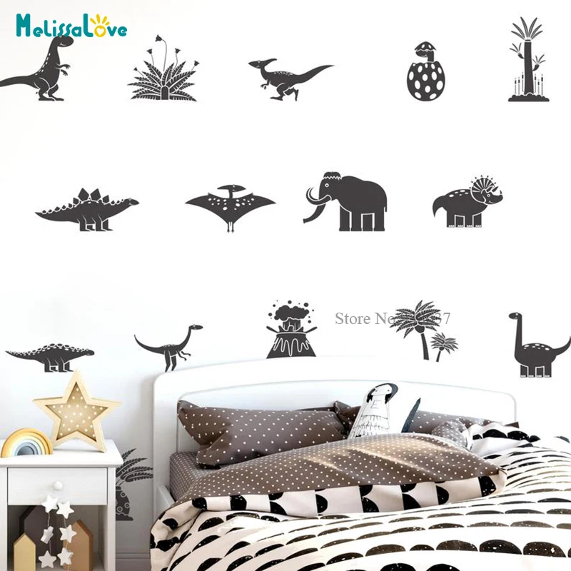 30 pcs/set Large Collection of Dinosaur Wall Decal Jurassic Park Bedroom Playroom Decor Removable Wall Art Sticker BB717