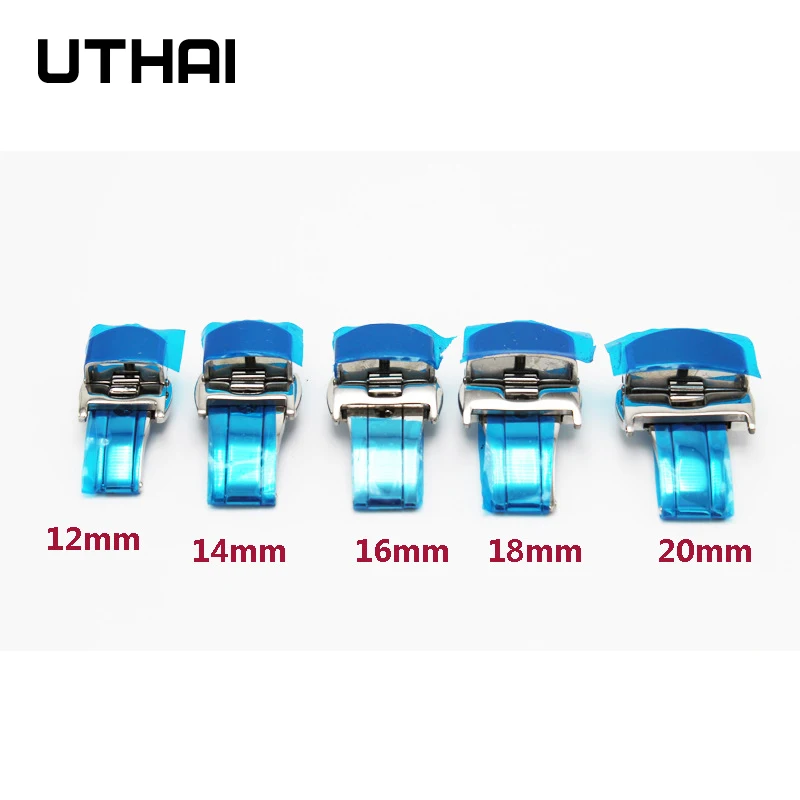 UTHAI Watch Fold Buckle P89 Stainless steel butterfly double push buckle 10-22mm Button Deployment Clasp Buckles Watch Accessori