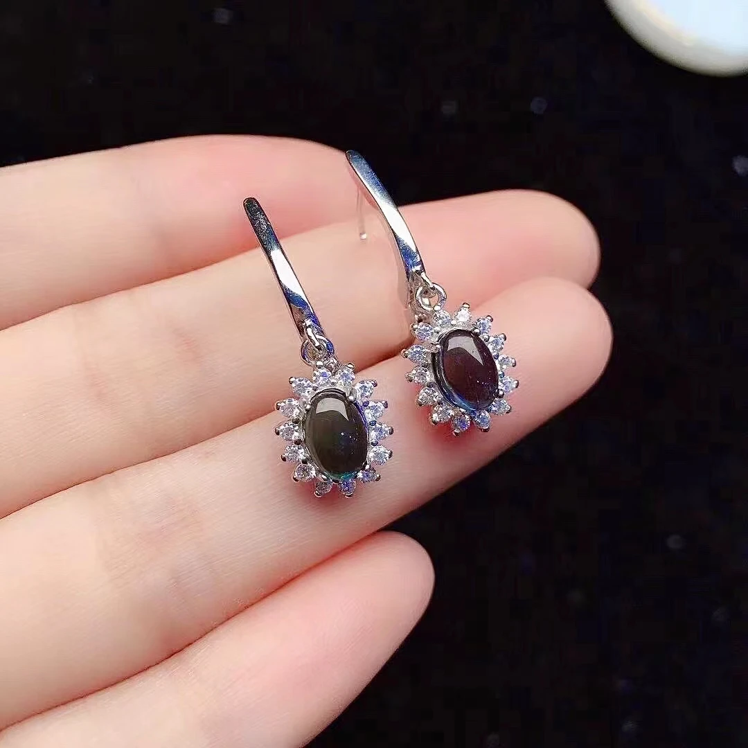 100% Natural Tourmaline Dangler for Party 5mm*7mm Blue Tourmaline Earrings 925 Silver Tourmaline Jewelry Gift for Woman