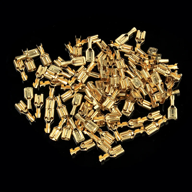 

100Pcs/Lot 6.3mm Crimp Terminal Connectors for 1.5-2.5mm2 Automotive Connector Male Female Spade Terminal