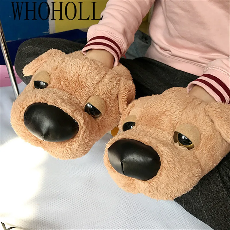 Funny Home Slippers Indoor Floor Shoes Cute Animal Dog Shoes Winter Thick Plush Slippers Shoes Lazy Dog Home Shoes Warm Furry