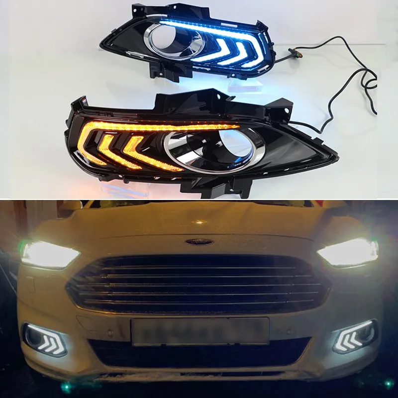 

For Ford Mondeo Fusion 2013 2014 2015 2016 Yellow Turning Signal Relay Waterproof Car DRL Lamp LED Daytime Running Light
