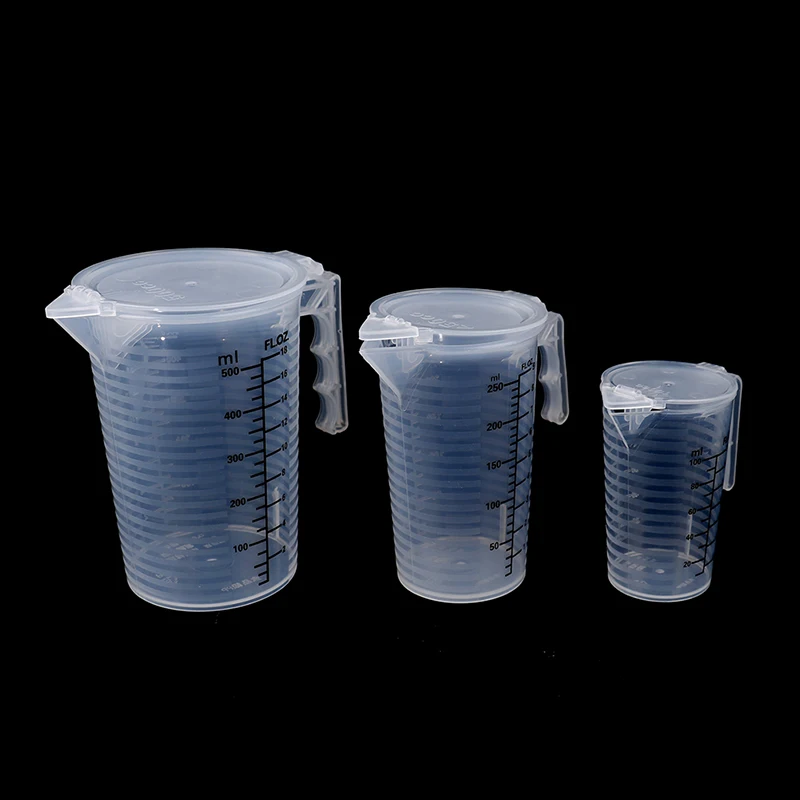 1PC 100/250/500ML Plastic Measuring Cups Jug  Liquid Container Clear Baking Kitchen Flour Water With Cover Kitchne Accessories