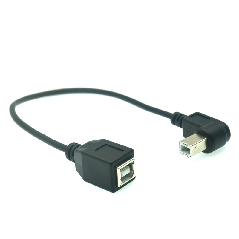 USB 2.0 B Female to Type-B Male 90 Degree Right Angle Printer Short Extension Cable 20cm for Printer Scanner Mobile HDD and More