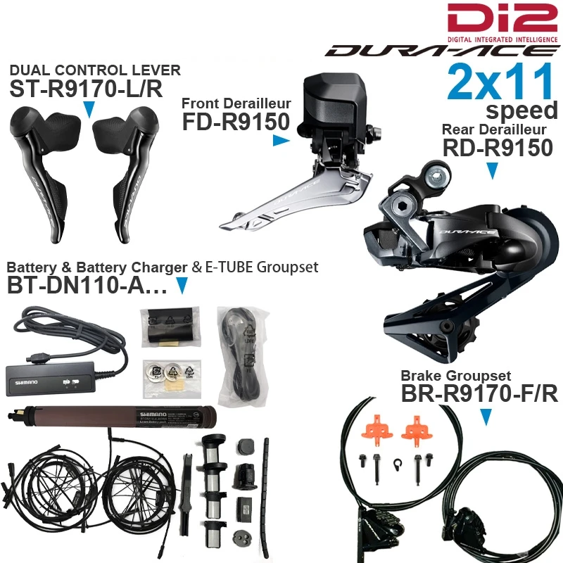 SHIMANO DURA-ACE R9150 2x11speed Groupset with R9170 DI2 Shifters Brake R9150 Front Rear Derailleur and E-TUBE PROJECT