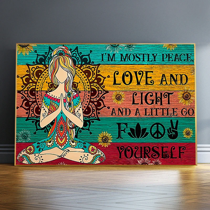 

Hippie Yoga Canvas Painting I'm Mostly Peace Love and Light Abstract Posters and Prints Wall Art Pictures for Home Decoration